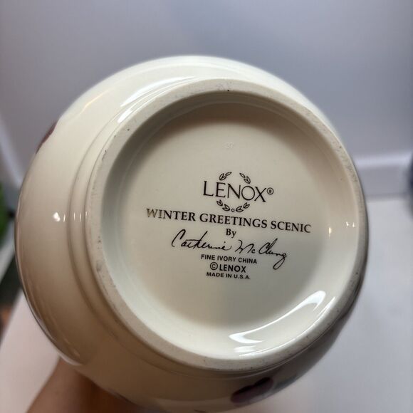 LENOX "Winter Greetings Scenic" Pitcher ~ Winter Birds Holiday Christmas ~ 64oz - Picture 8 of 10